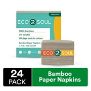 ECO SOUL 100% Compostable Bamboo Paper Napkin 6000 Count | Pack of 24, 250 Napkins | Napkin Paper Everyday , Hand Paper Napkin